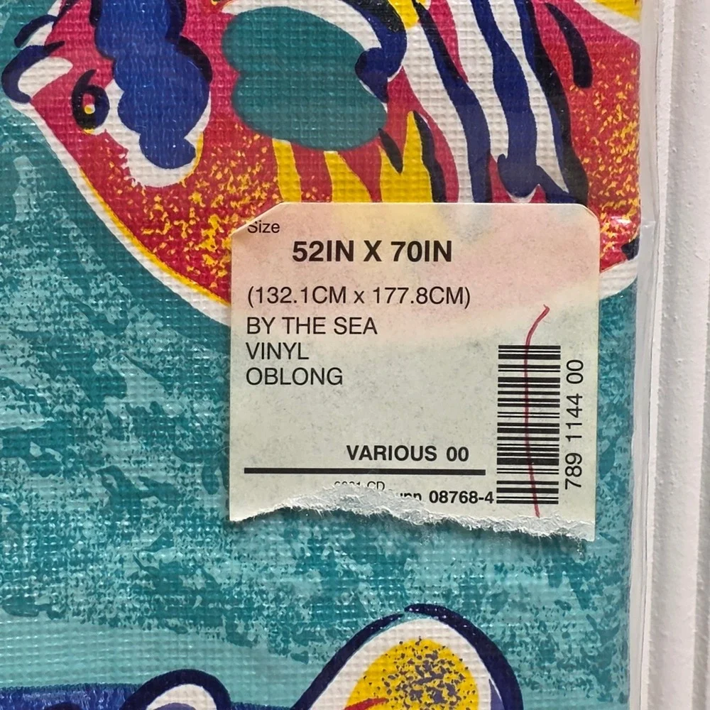 Tobin By The Sea Vinyl Flannel Back Tablecloth 52x70 Oblong Tropical Fish Blue‎
